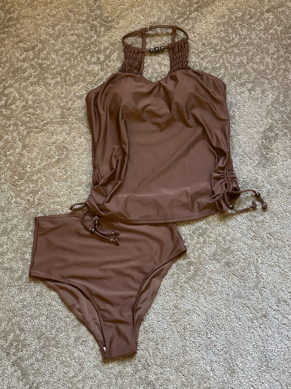 NWOT Halter Brown High-Waist Tankini Set